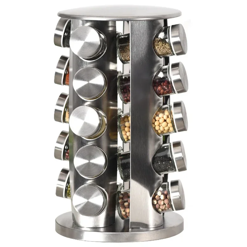 

lazy susan rotating spice rack jars seasoning organizer kitchen spice jar rack set revolving stainless steel spice organizer