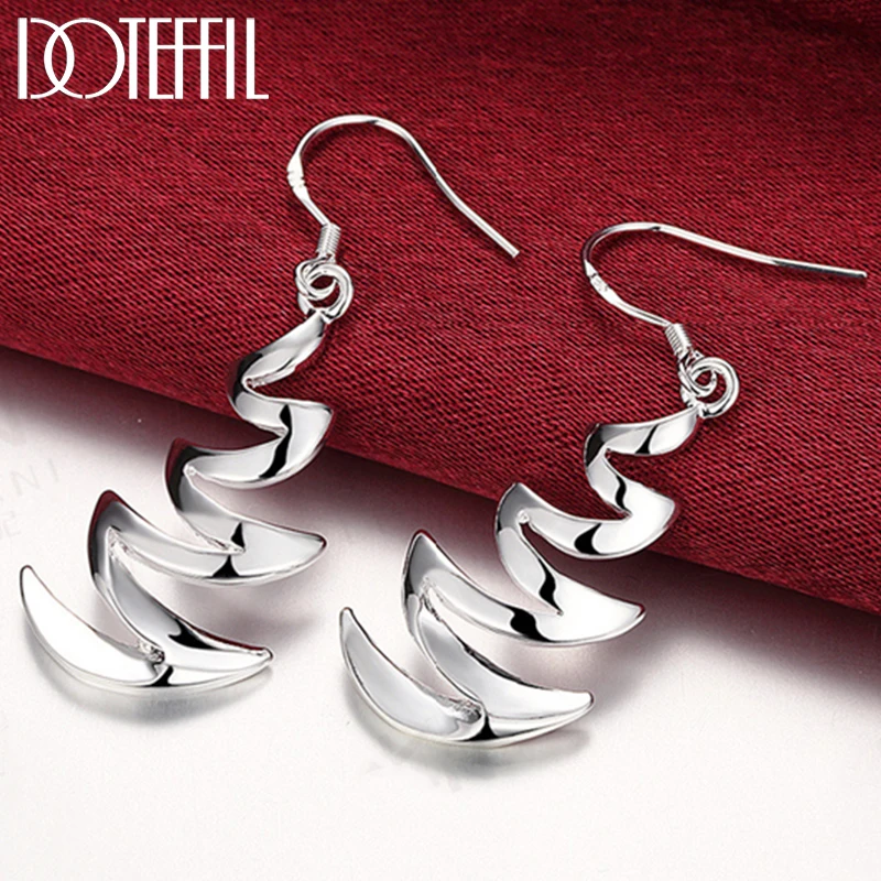 DOTEFFIL 925 Sterling Silver Crescent Drop Earrings Charm Women Jewelry Fashion Wedding Engagement Party Gift