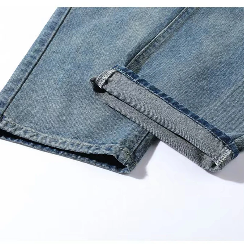2023 Spring Popular Student High Street Ripped Jeans Mens Jeans Casual Loose Wide Leg High Quality Solid Jeansm