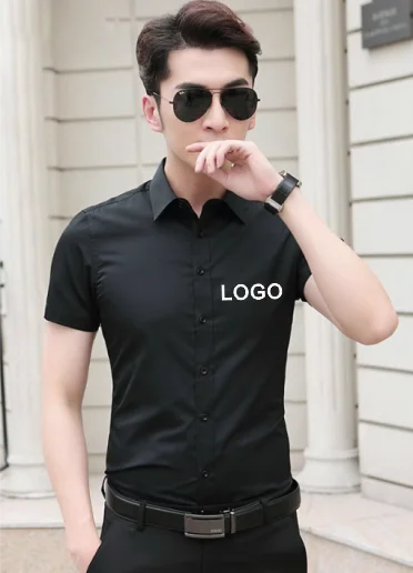 Рубашка против морщин, рабочая форма, профессиональная рубашка, деловая повседневная рубашка с короткими рукавами, индивидуальный логотип, принт, вышивка, официальная одежда