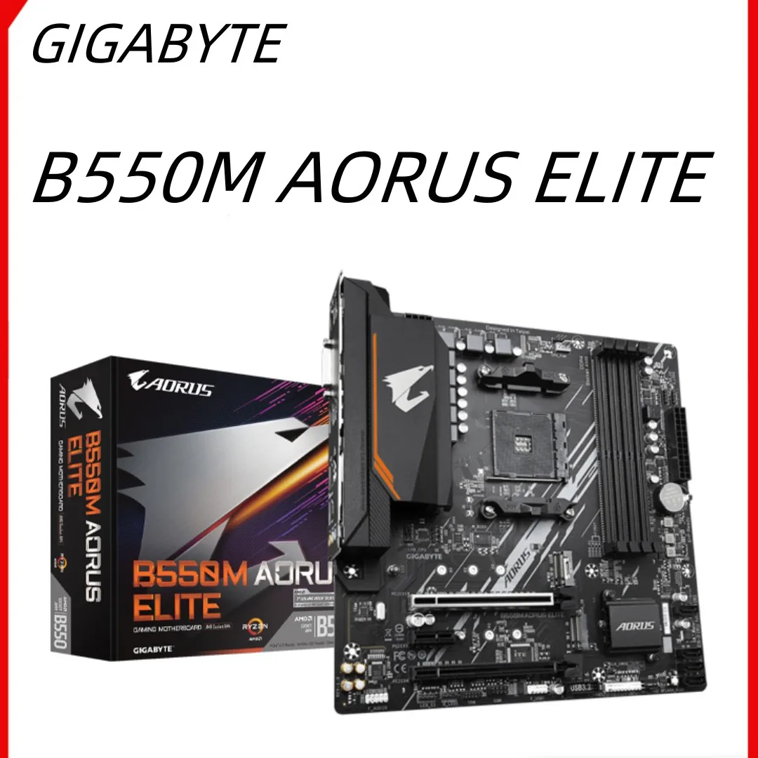 

GIGABYTE GA B550M AORUS ELITE Micro-ATX Новый AMD B550 DDR4 4733(O.C.) Двухканальная материнская плата AM4 МГц M.2 USB3.2 128G