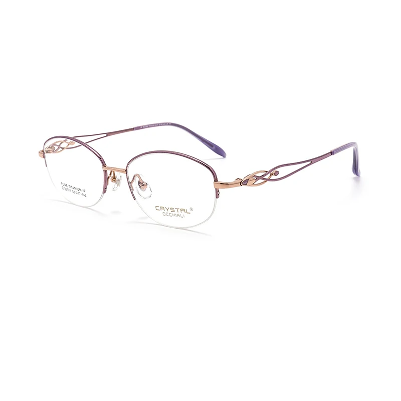 

Ip Plating Pure Titanium Optical Frame Gent Myopia Glasses Hollowed Temple Spectacles Women Half Rim Eyewear Elegant Eyeglasses