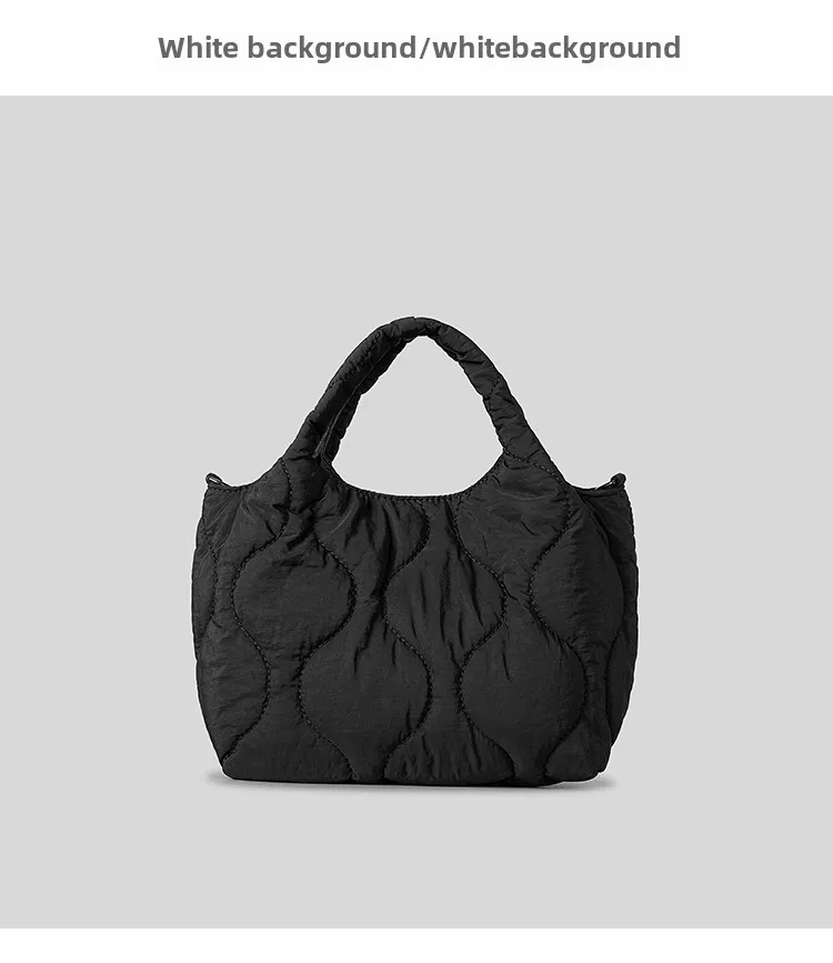 Borse da donna alla moda e semplici borse da donna in nylon trapuntato a rombi, borse da donna in autunno e inverno, borse a tracolla in cotone imbottito di nicchia_voghion.com