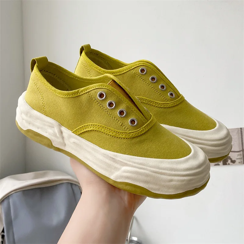 Casual Canvas Shoes Women Sneakers 2022 Summer Lace Up Breathable Non Slip Platform Ladies Flats Shoes Comfortable Female Shoes