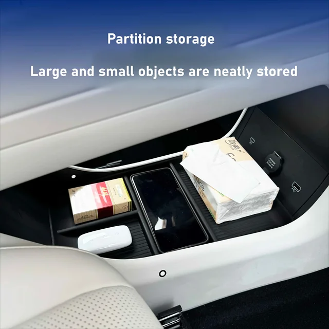 Center Console Lower Layer Storage Box TPE Control Organizer Tray For Geely EX5 Galaxy E5 2024 2025 Car Tidying Accessories 4