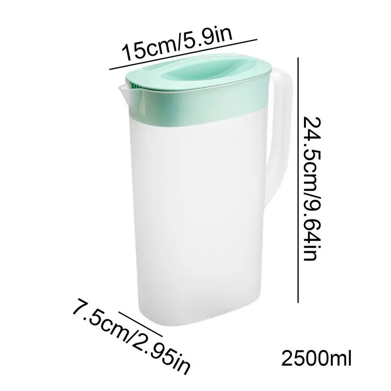 Pitcher For Fridge Door 2500ml Ice Lemonade Pitcher For Fridge Heat & Cold Resistant Jug Water Soy Milk