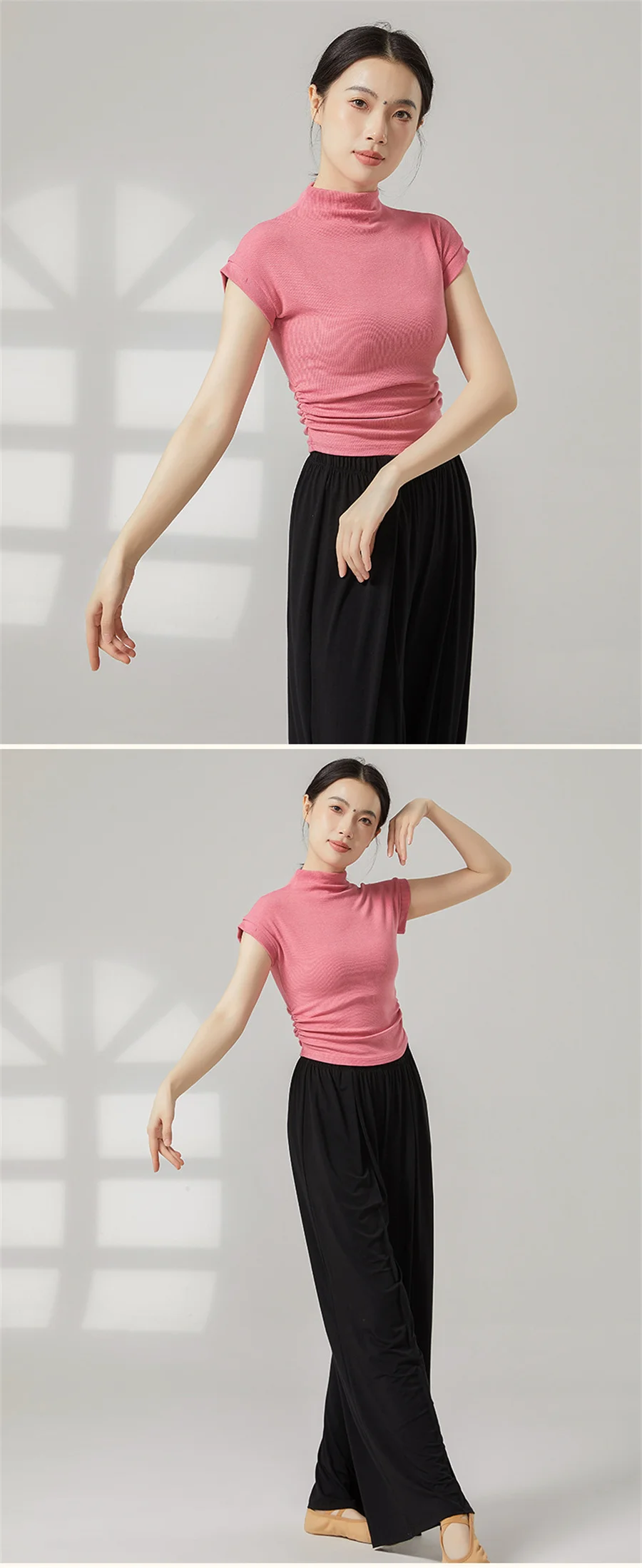 Frauen Yoga Shirt Erwachsene Klassischen Tanz T-Shirt Kurz Und Langarm Modern Dance Top Ballett Täglichen Ausbildung Kostüm Mädchen Strumpfhosen – Detail 5