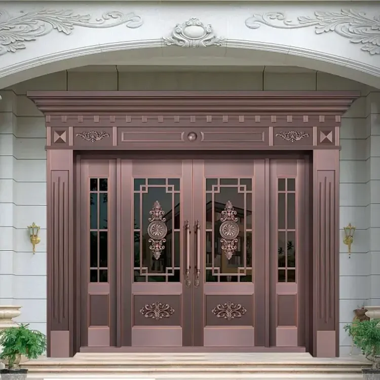 Antique Style Entrance, Villa Double Door, Stainless Steel/copper Door, Waterproof and Wear-resistant, Customized Size 3