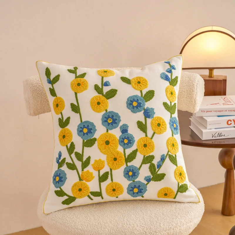 Embroidered Countryside Floral Cushion Covers