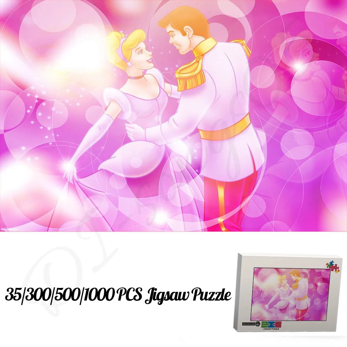 Pink Cinderella and Prince Henry Puzzles for Kids and Adults Disney Cartoon Characters 1000 Pieces of Wooden Jigsaw Puzzles Gift