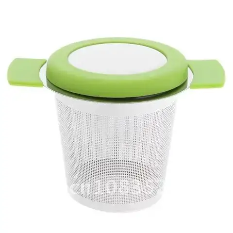 

Mesh Tea Strainer Stainless Steel Reusable Tea Infuser Basket With Handles Lid Tea and Coffee Filters for Loose Tea Leaf