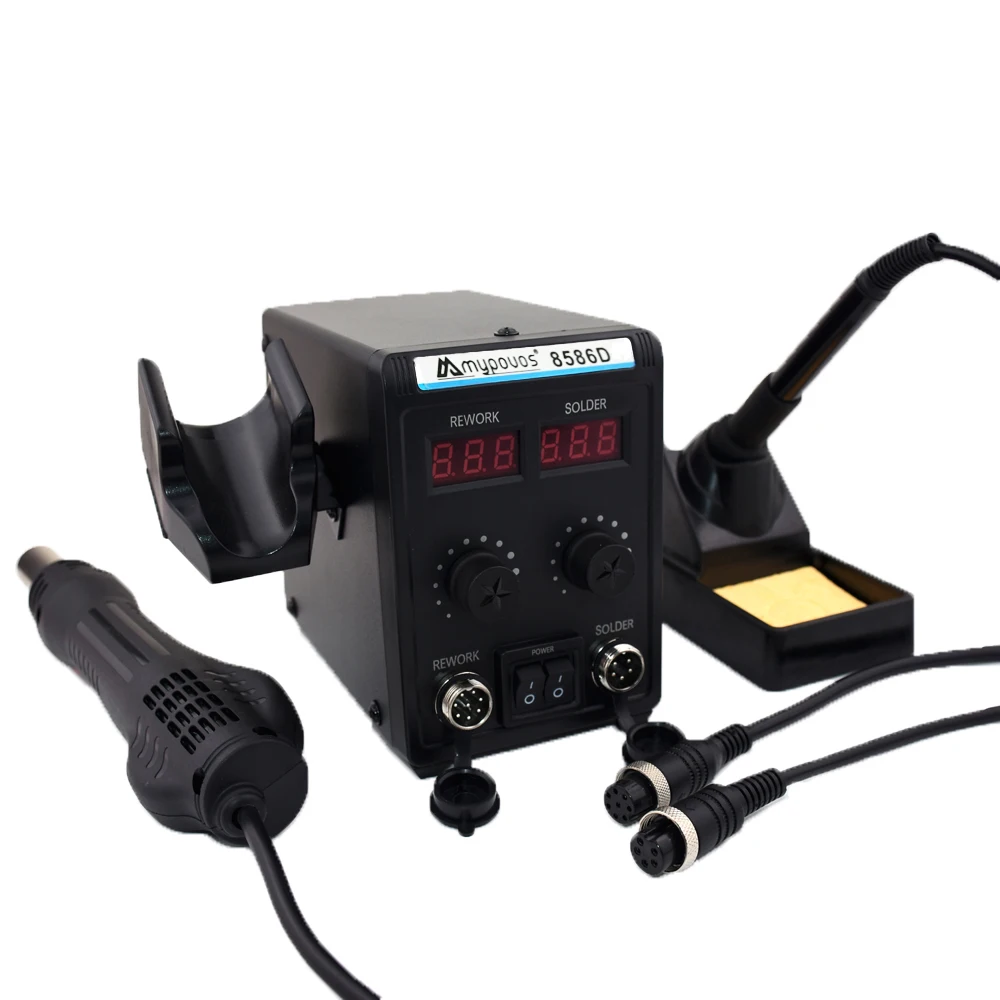 750W 8586D Soldering Station 2 IN 1 Hot Air Gun LCD Dual Digital Display Electric Soldering Iron SMD Welding Rework Station 3