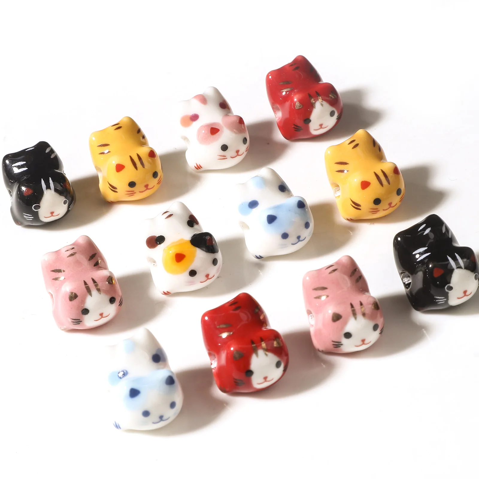3d niedliche Katze Keramik perlen für DIY Charm Schmuck machen Katze Tier Perlen Befunde ca. 16mm x 13mm, Loch: ca. 2,5mm, 2 pcs