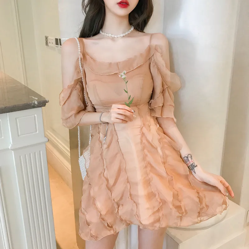 

Fashion Female Sleeveless A-line Sexy Club Dress Mini Spaghetti Strap Party Dresses Women Casual Slip Dress Women's Dresses