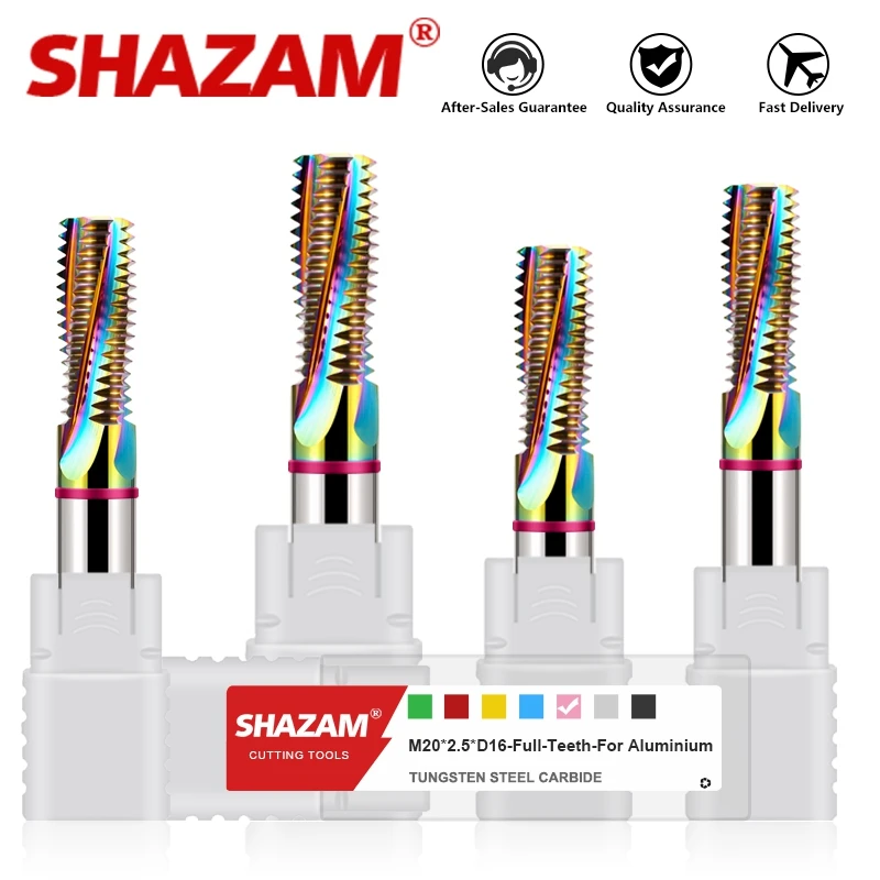 

Резьбовая фреза SHAZAM HRC65 с полными зубьями, карбидная Вольфрамовая сталь, цветное покрытие, торцовые фрезы высокой твердости, Обрабатывающие инструменты с ЧПУ
