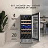 Dual Zone 15 Inch Wine Cooler, 28 Bottle Wine Fridge with Stainless Steel Tempered Glass Door, Fit Red & White Wine,Built-in or 4