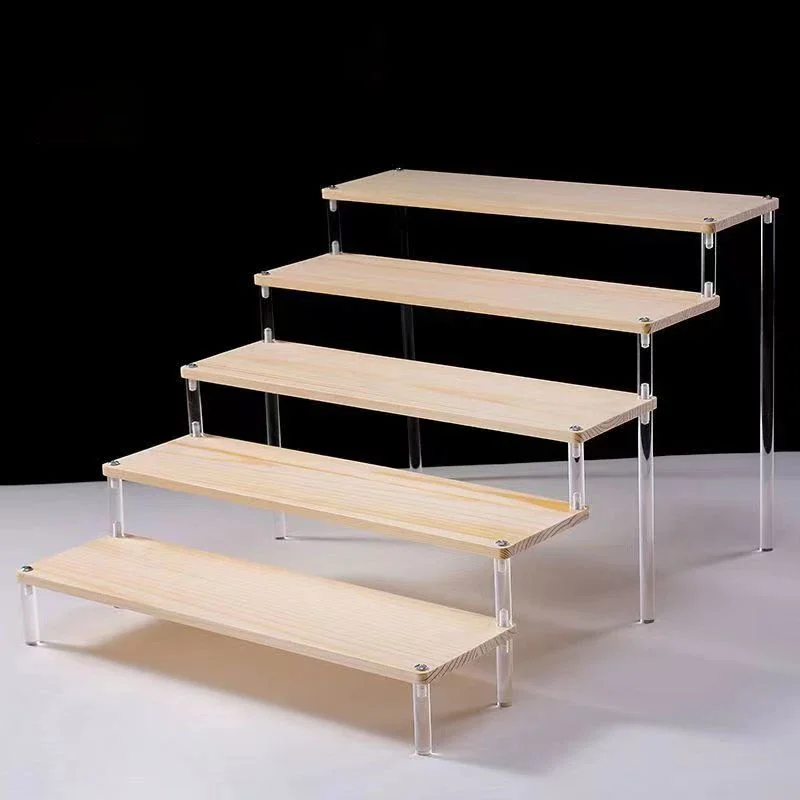 solid-base-tier-care-toys-cosmetics-display-skin-stand-transparent-models-wood-products-acrylic-2-5-stepped