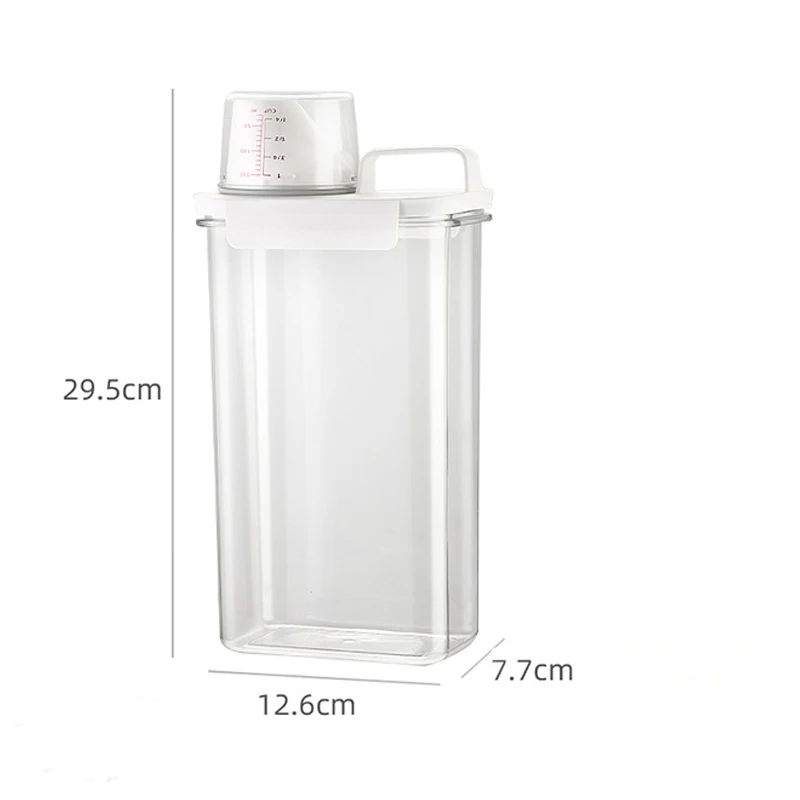 Refillable Laundry Detergent Dispenser Empty Tank For Powder Softener Bleach Storage Container With Labels