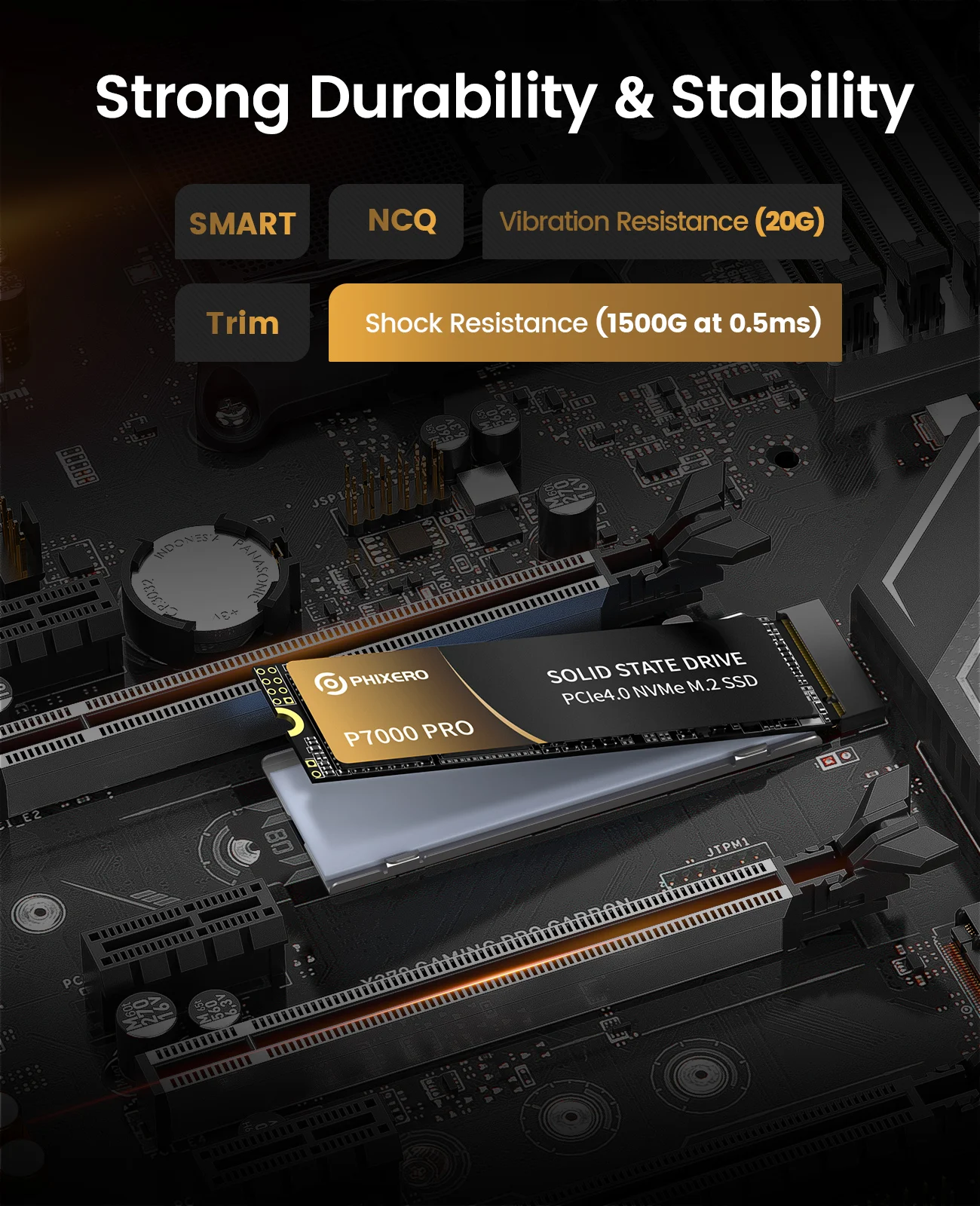 PHIXERO [P7000 PRO] Solid State Drive PCIe4.0 NVMe M.2 SSD 512GB