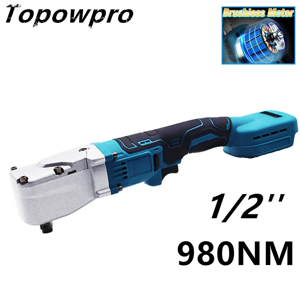 980NM Brushless Ratchet Wrench 1/2'' Electric Cordless Driver Car Repair Removal Screw Nut Power Tools For Makita 18V Battery