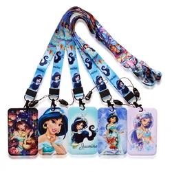 Disney Jasmine Princess Lanyard ID Badge Holder for Cards Aladdin Access Card Holder Neck tie Women Cardholder Girl Card Holders
