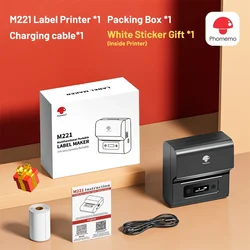 Portable Thermal Label Maker - Phomemo M221 for Efficient Barcode and Address Labeling (Black Printer)