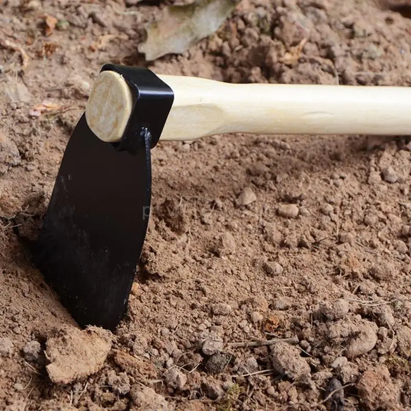 35cm Indispensable Garden Hoes Dual Headed Weeding Tool Portable Garden Hand Tool with Wooden Handle Hoe Garden Tools 4