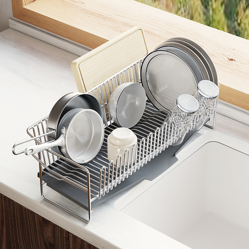 304 Stainless Steel Drainage Rack Bowl Water Cup Rack Kitchen Sink Side Dishes Tableware Storage Rack Tabletop Storage Holder