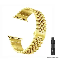 Premium Stainless Steel Watch Strap - Elegant Metal Band - 42 44 45 49 S10 - 46mm (Gold)
