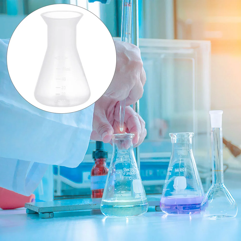 

6pcs Professional Erlenmeyer Flask Laboratory Supply Plastic 50ml Flask