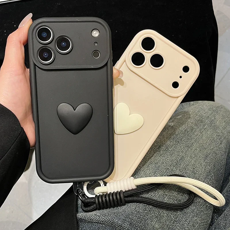 3D Candy Love Heart Soft Lanyard Phone Case - Silicone Shockproof Cover