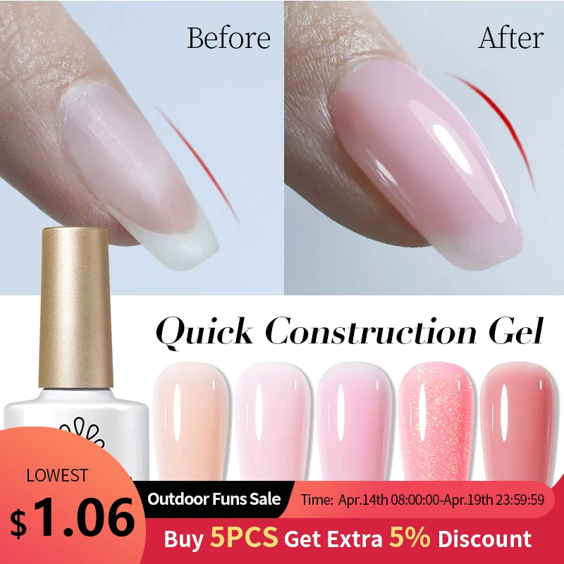 Гель-лак BORN PRETTY для быстрого наращивания ногтей, самовыравнивающийся твердый гель для наращивания ногтей молочного, белого, телесного, розового цветов, удаляется отмачиванием