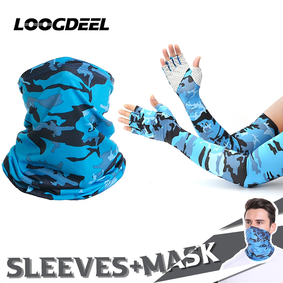 

LOOGDEEL Sleeves And Bandana Combination Suits Ice Cooling Handsocks Men Women Outdoor Cycling Fishing Running Anti-UV Face Mask