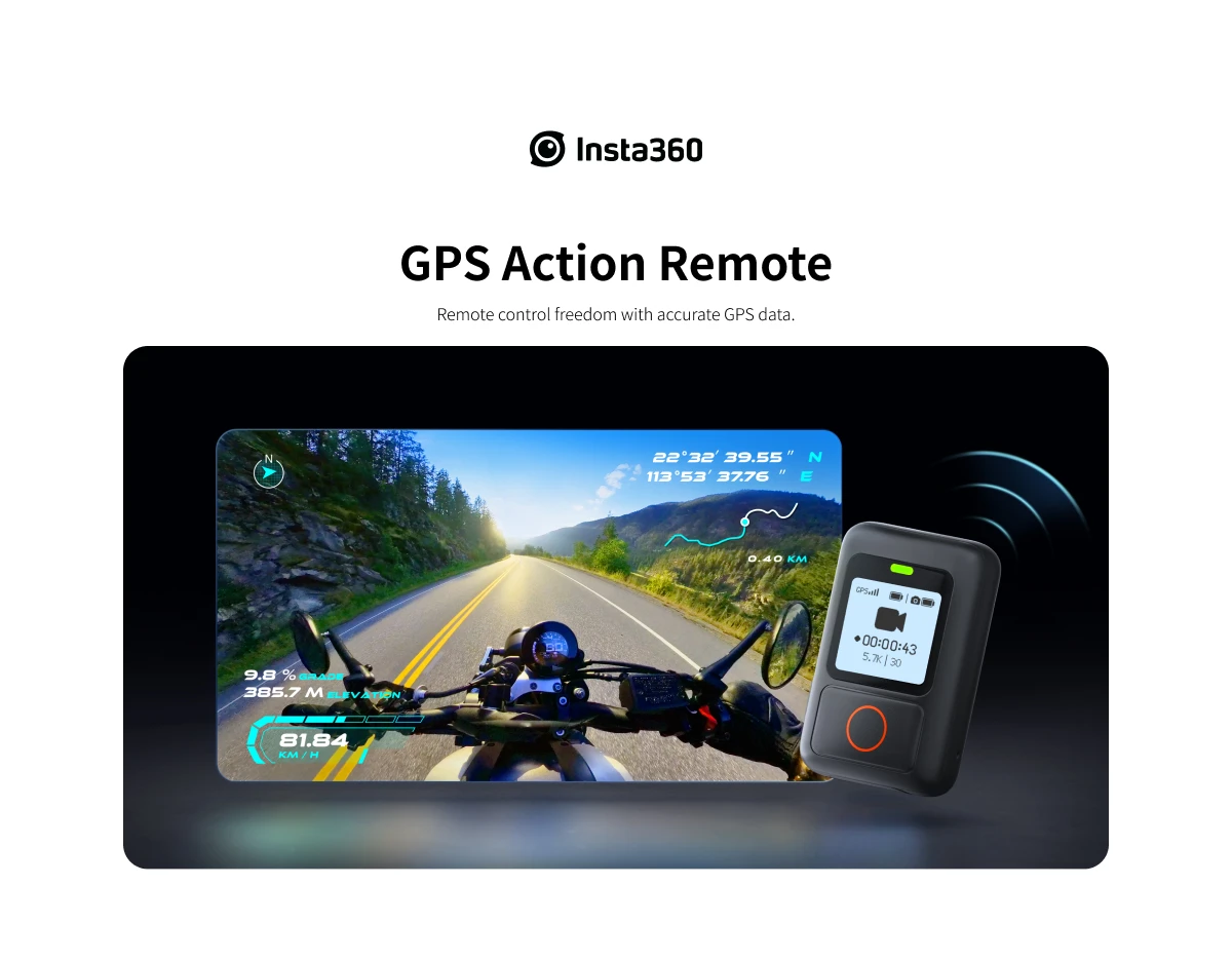 Description Picture 2 of itemInsta360 GPS Action Remote Control For Insta360 X3 ONE X2 ONE RS Camera Bluetooth 5.0 5m (16.4ft) waterproof