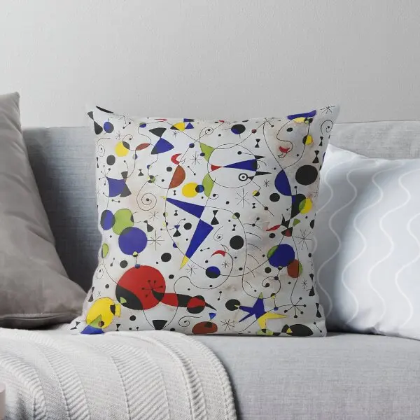 

Miro's Cat Encircled by the Flight of a Bird Throw Pillow Customizable Decorative Pillow Not Included