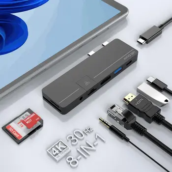 서피스 프로 9 C 타입 허브용 USB 도킹 스테이션, 4K HDMI, USB-C 썬더볼트 4 (DP + PD 충전 + 데이터),100M LAN, 오디오 포트