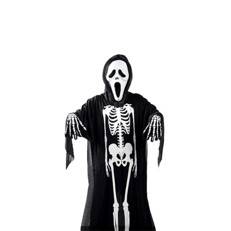 Halloween Ghost Jumpsuit Set for Boys Girls, Skeleton Costume, Glowing in the Dark Clothes, Zentai Bodysuit, Carnival Party Deco