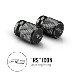 Motorcycle Accessories Aluminum Valve Cap Set - Premium Tire Caps (A - Black - RS)