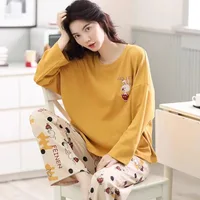 2 Pieces Set Maternity Spring Fall Pajamas Comfortable Cute Cartoon Homewear Pregnant Women's Clothing Long-Sleeved Loungewear 2