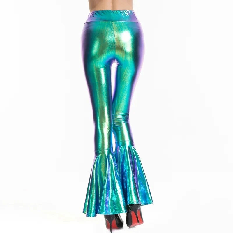 New Women Push Up Pants Club Leggings Mermaid High Waist Sexy Leggin Fish Punk Workout Mujer Holographic Pant Cheerleading Loose