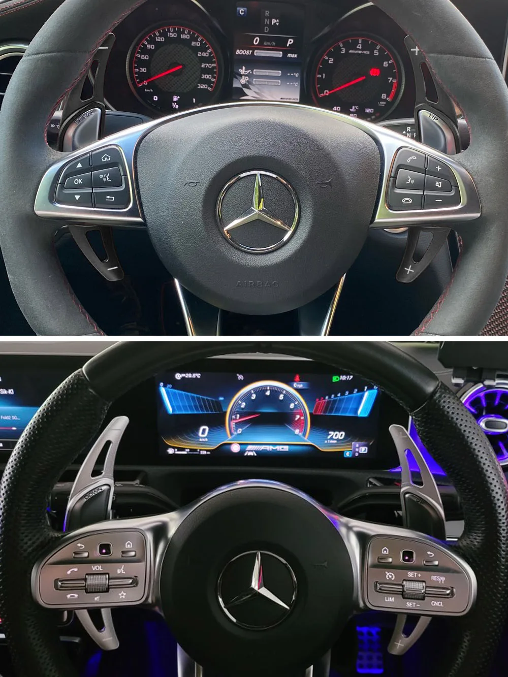 M.ベンツ W176/W205/W213/W222 アルミパドルシフター/ブラック : メルセデスベンツ パドルシフト アルミ レッド Cクラス