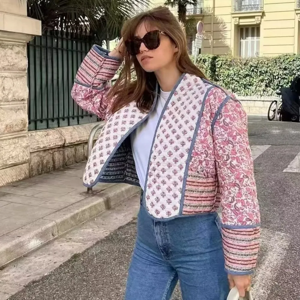 PB & ZA 양면 코튼 원피스, 로맨틱한 디자인, 코디하기 쉬운 숏 루즈핏 코트, 2023 가을 겨울 신상