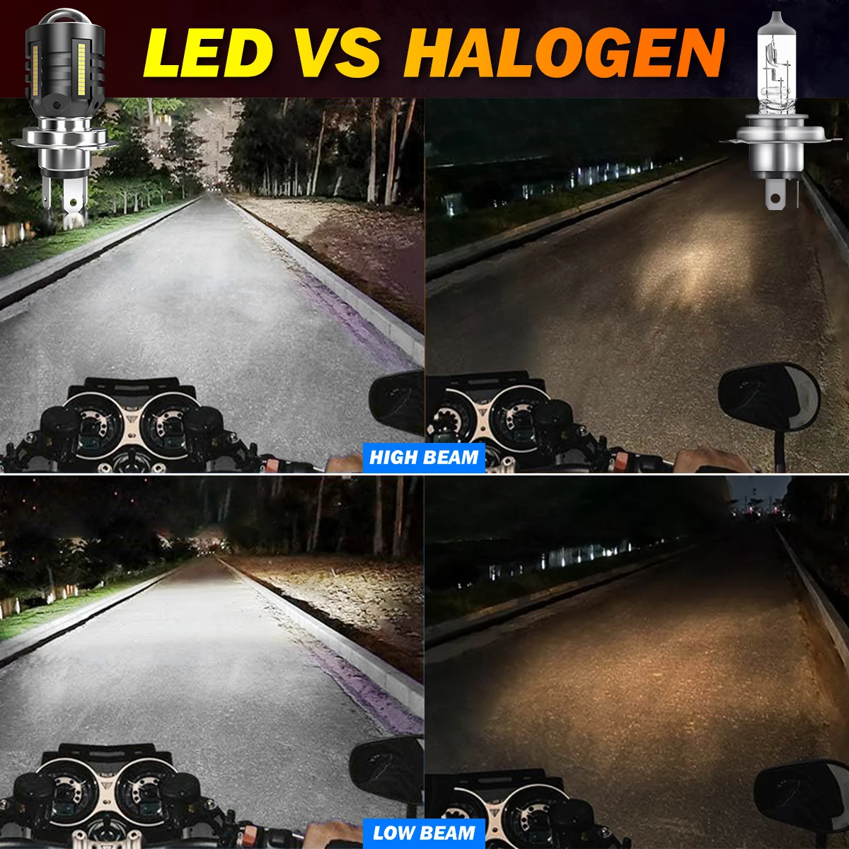 1 stücke 9003 H4 Led Motorrad Scheinwerfer 12 V H4 Led Moto Lampen 16000LM Super Helle 6500 K Weiß motorrad Kopf Lampe Zubehör – Detail 7