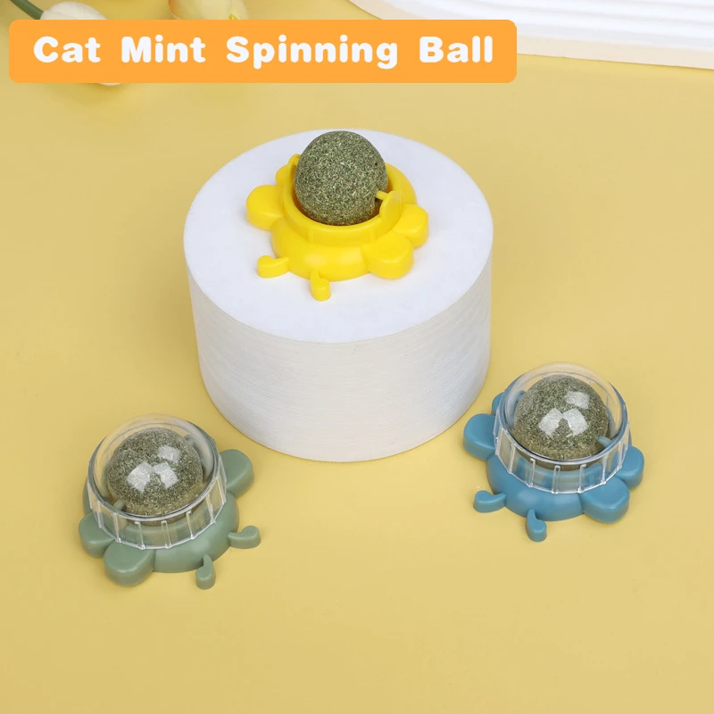 

Pet Cat Mint Spinning Ball Cat Happy Interactive Cat Toy Self Hi Grinding Teeth Teasing Cat Toy Ball 60Degree Spinning Cat Toy