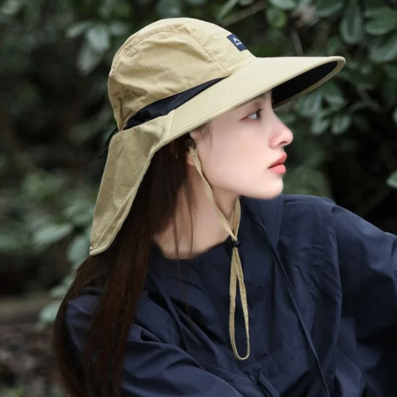 Wide Brim Bucket Hat with Neck Flap Waterproof & Quick-drying Panama Caps for Women Men Fishing Camping Hiking Autumn Travel 1Pc bucket hat