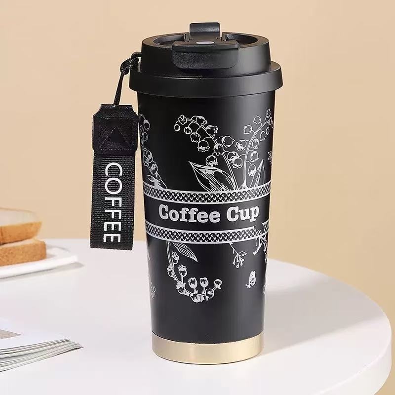 Coffee cup, 316 stainless steel vacuum bottle, direct drinking, thermos cup, 500ml light to carry, office outdoor business trip