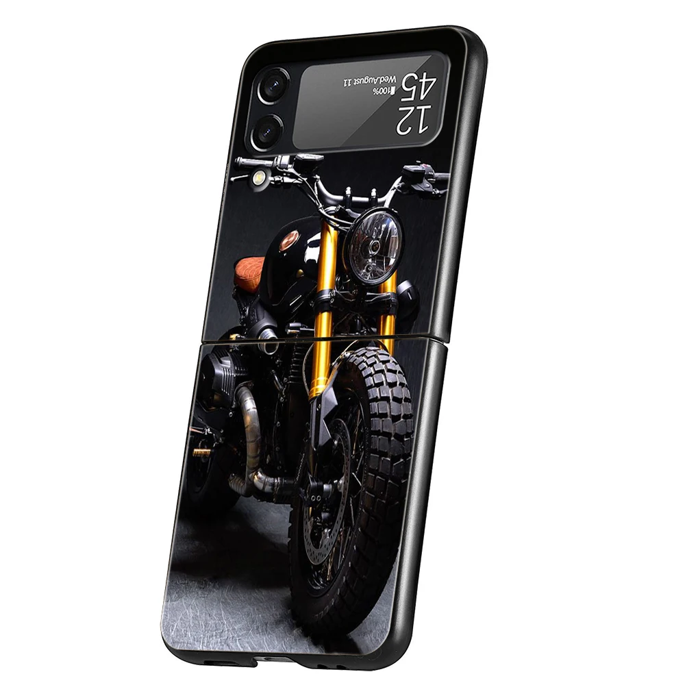 Motorrad Hard PC Handy hülle für Samsung Galaxy Z Flip 5 4 3 schwarze Abdeckung für Galaxy Z Flip 6 faltbare stoß feste Hüllen Fundas – Detail 6