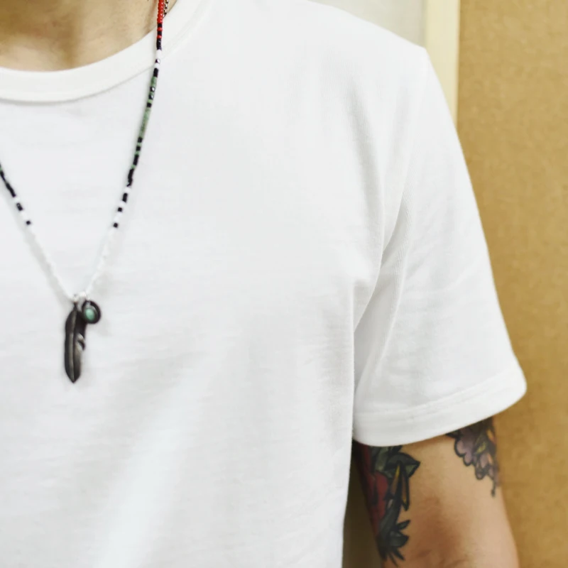 Thiened Cotton ort Sve T-irt for Men Retro Base Layer Tee Needle Brand SauceZhan round Ne Youth Trend Summer Wear