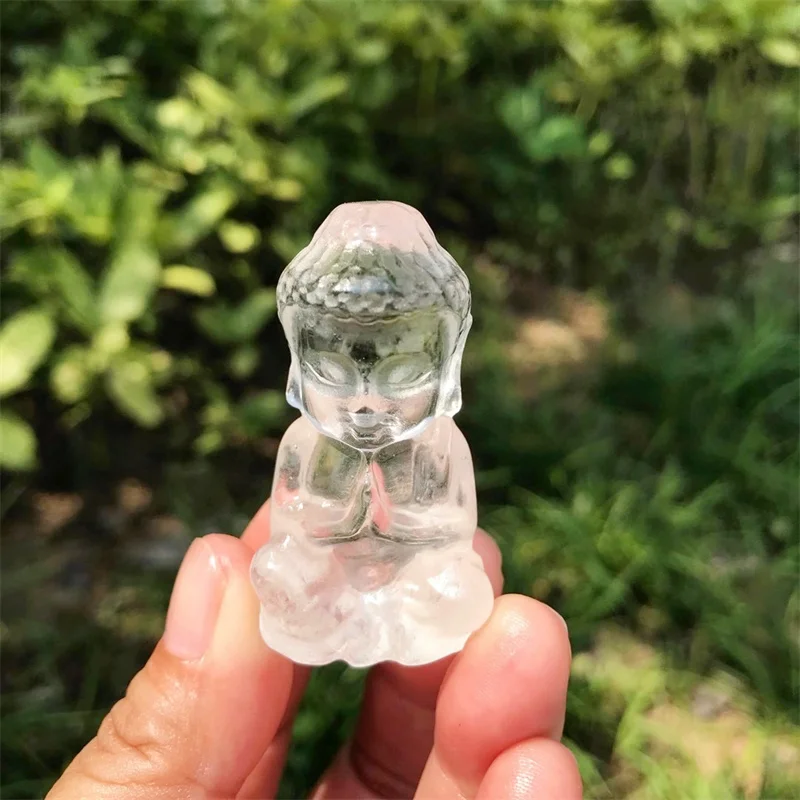 

5CM Natural Clear Quartz Buddha Pendant Handmade Carved Healing Polished Powerful Fengshui Home Decoration Gift 1PCS