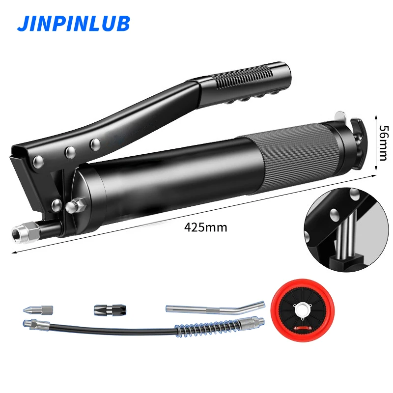 JINPINLUB KVT 600mL Manual High Pressure Grease Filler Industrial Grade Double Rod Self-Priming Hand Grease Gun